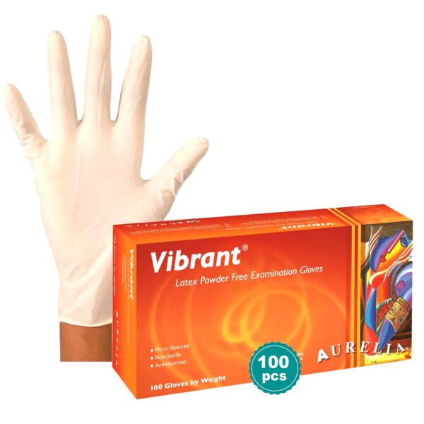 Aurelia Vibrant latex exam gloves powder free 100 per box