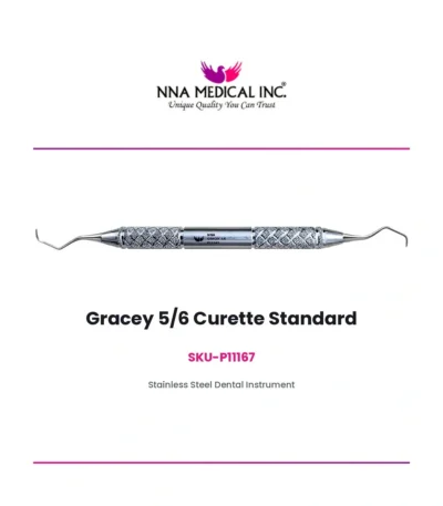 Gracey 5/6 curette standard, SKU P11167, stainless steel periodontal instrument - NNA Medical Canada
