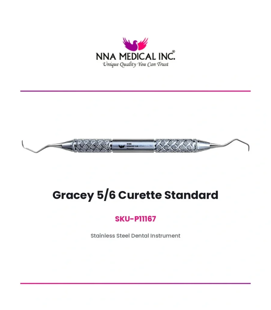 Gracey 5/6 curette standard, SKU P11167, stainless steel periodontal instrument - NNA Medical Canada