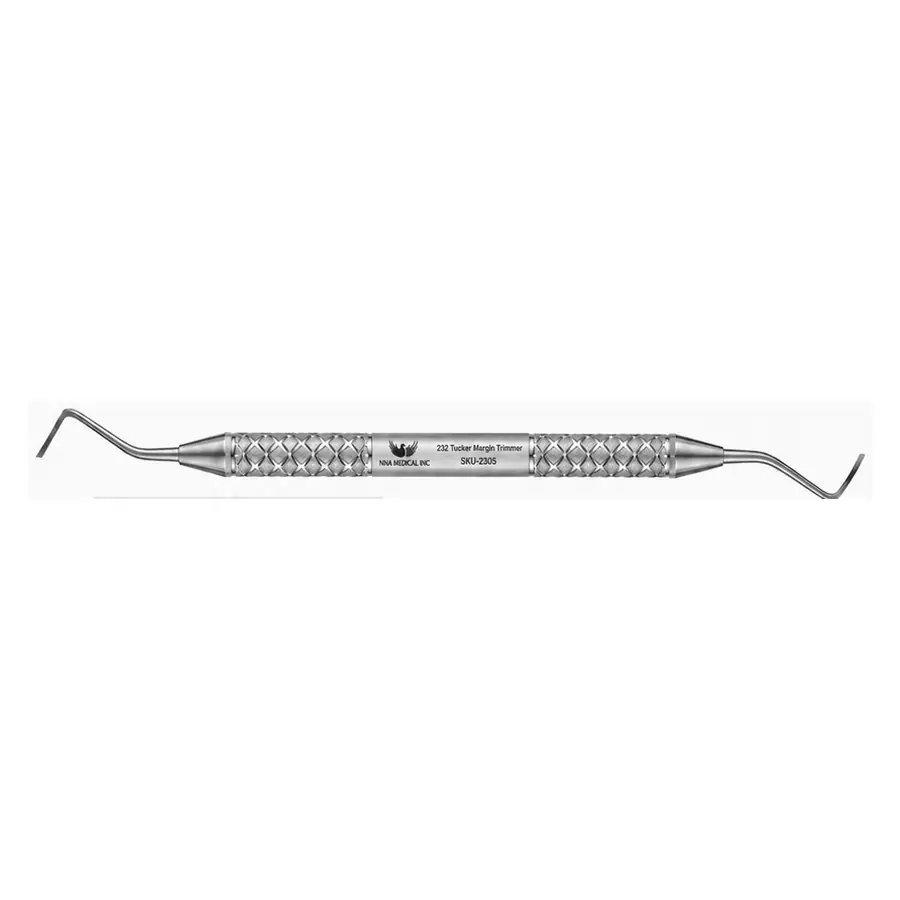 232 TUCKER MARGIN TRIMMER 232 TUCKER MARGIN TRIMMER, DOUBLE-ENDED STAINLESS STEEL DENTAL INSTRUMENT WITH KNURLED HANDLE
