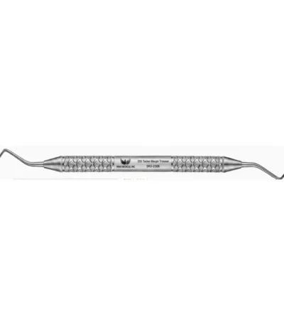 233 Tucker margin trimmer, double-ended stainless steel dental instrument with knurled handle