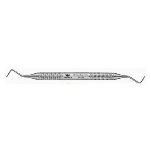 233 Tucker margin trimmer, double-ended stainless steel dental instrument with knurled handle