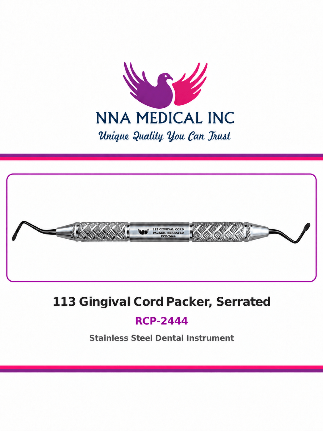 113 GINGIVAL CORD PACKER, SERRATED RCP-2444 113 GINGIVAL CORD PACKER, SERRATED RCP-2444
