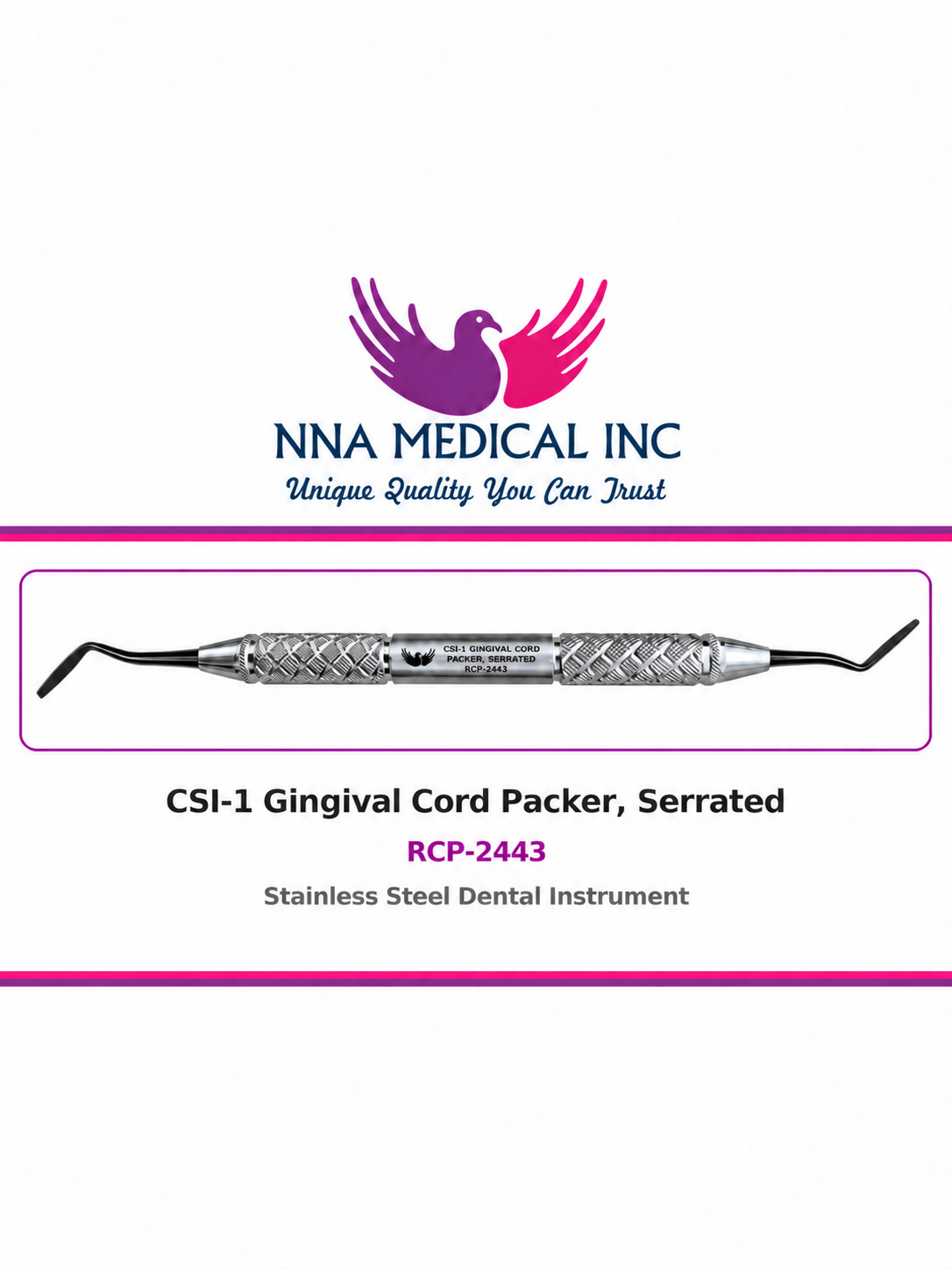 CSI-1 GINGIVAL CORD PACKER, SERRATED RCP-2443 CSI-1 GINGIVAL CORD PACKER, SERRATED RCP-2443
